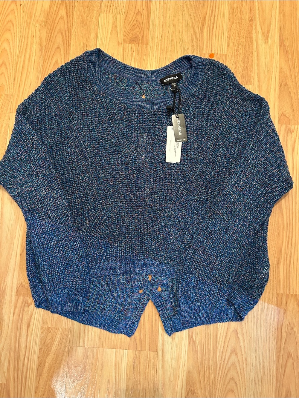 Express Marled Navy & Blue Crewneck Sweater